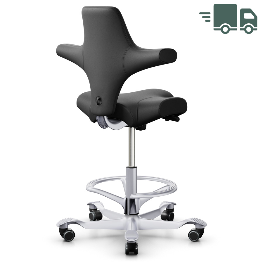 HAG CAPISCO 8106 | Stehhilfe mit Fußring | Leder schwarz | Gestell silber