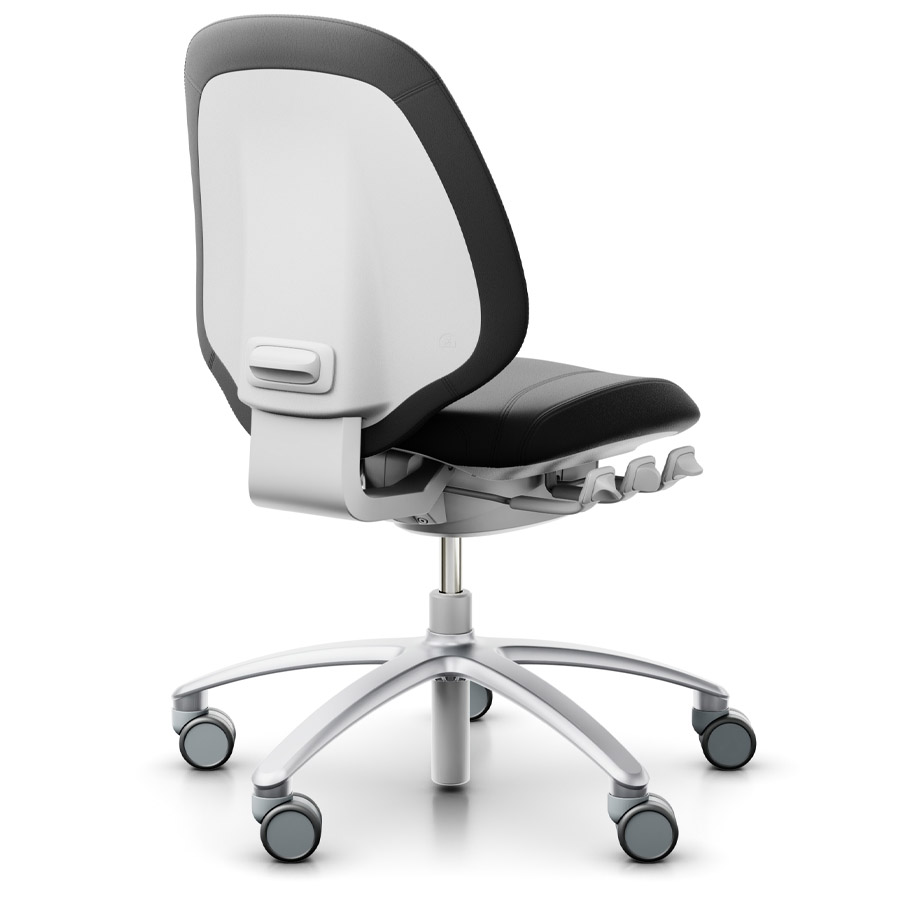 RH Mereo 200 silver grey mit halbhoher Rückenlehne - Leder schwarz - Rückansicht