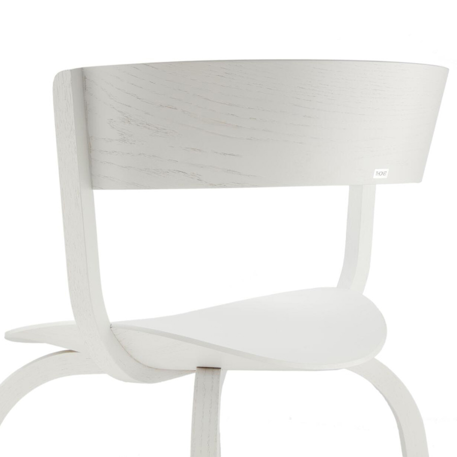 THONET 404 F Holzstuhl mit Armlehnen - Eiche weiß lasiert - Rückansicht nah