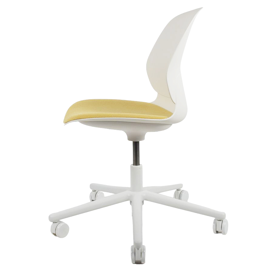 Haworth Maari | Schale plaster | Bezug Oceanic gelb | Gestell Aluminium weiß | Seite