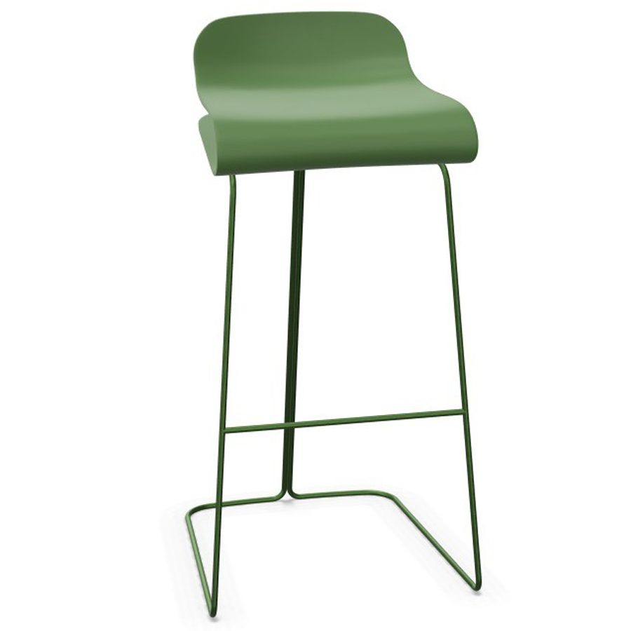 Kristalia BCN Barhocker mit Kufengestell rasengrün in 3 Größen