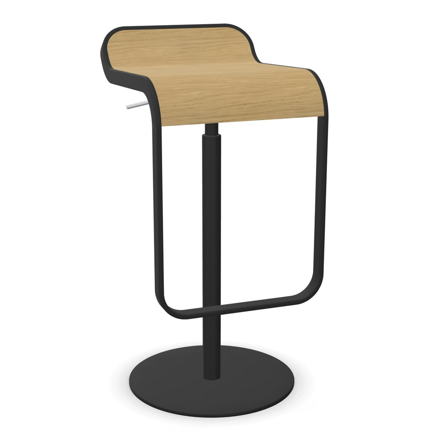 lapalma Lem Barhocker schwarz 66-79 cm Eiche gebleicht