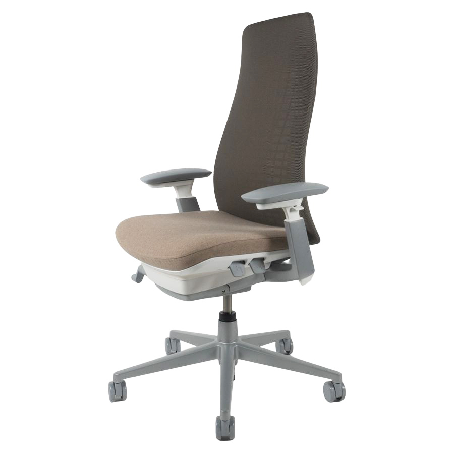 HAWORTH Fern Bürodrehstuhl brau mit Netzrücken Fußkreuz gepulvert Titanium