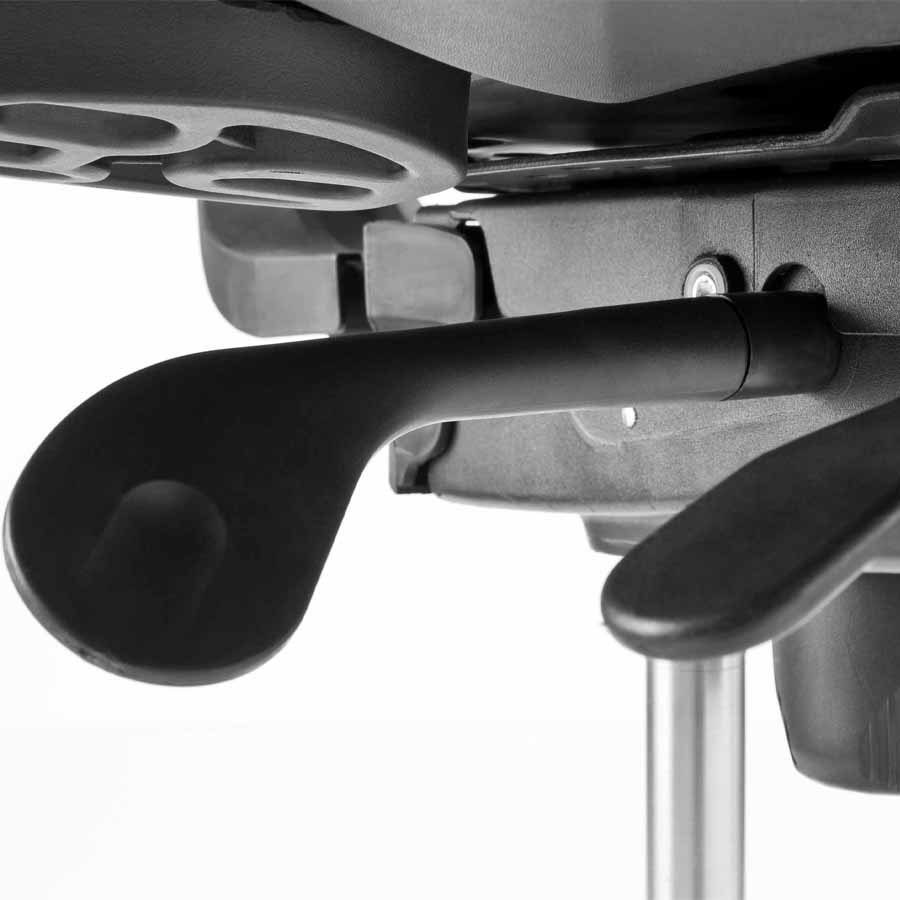 RWH Bürodrehstuhl ERGOFIX Netzrücken schwarz mit Armlehnen und Kopfstütze - Verstellhebel