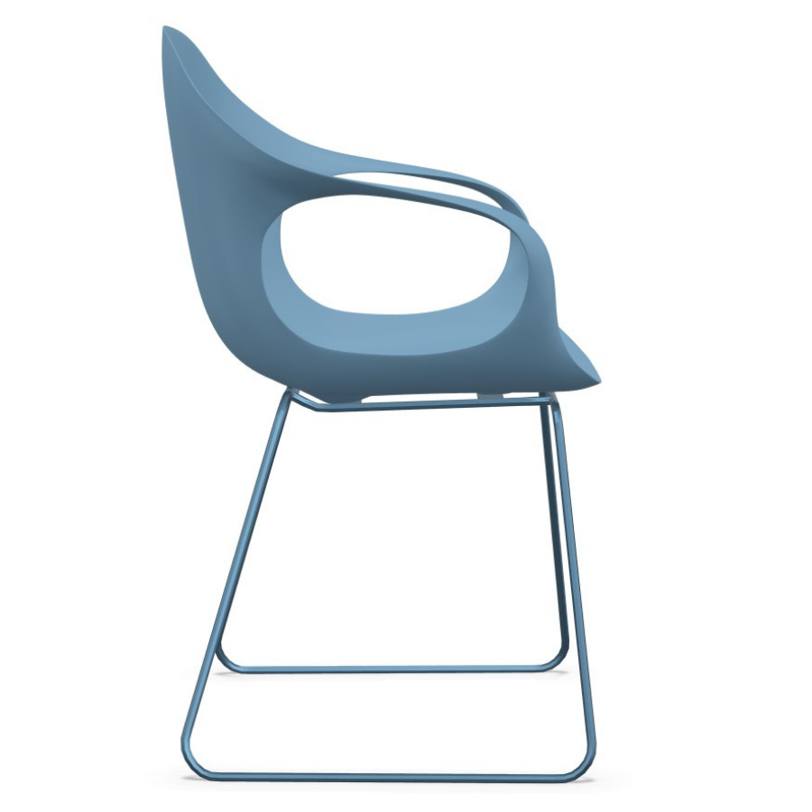 Kristalia ELEPHANT Stuhl blau mit Kufengestell blau - Seitenansicht