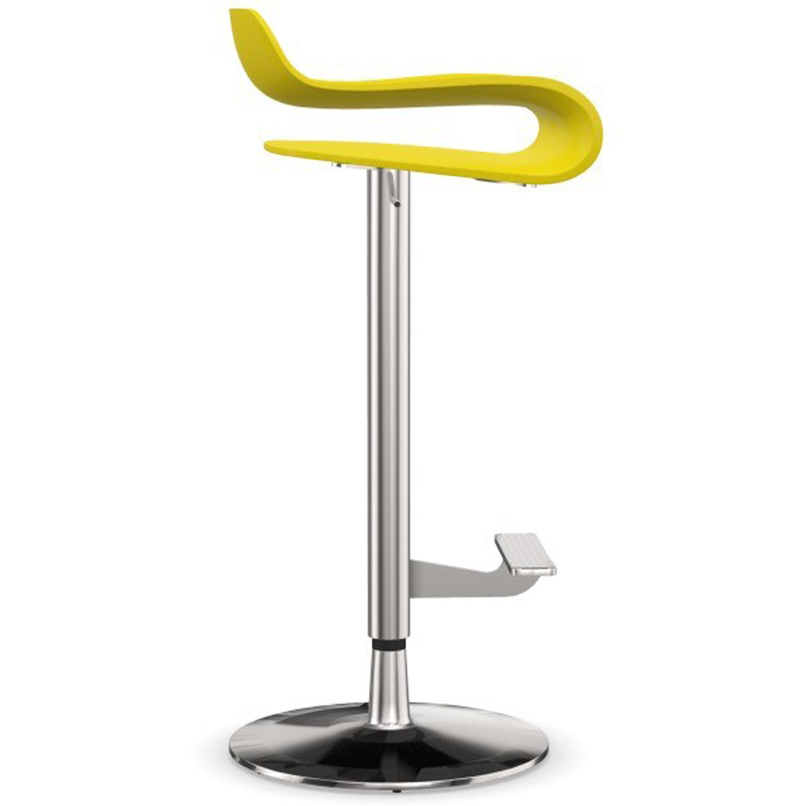 Kristalia BCN Barhocker gelbgrün höhenverstellbar Gestell verchromt