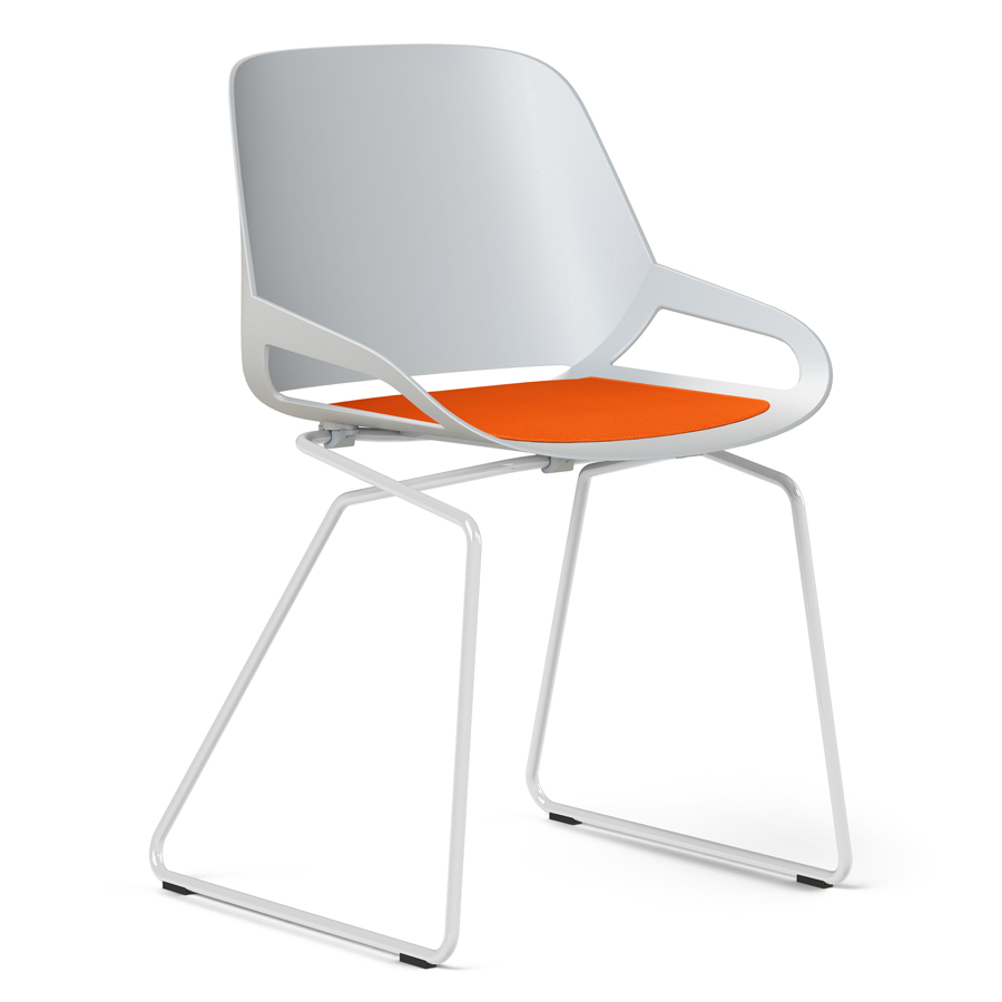 Aeris Numo Kufengestell weiß - Sitzschale weiß - Sitzkissen rot