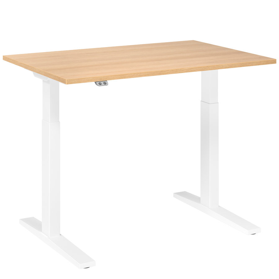 RWH ACTION elektrisch verstellbarer Schreibtisch Eiche - Gestell weiß - 120x80 cm