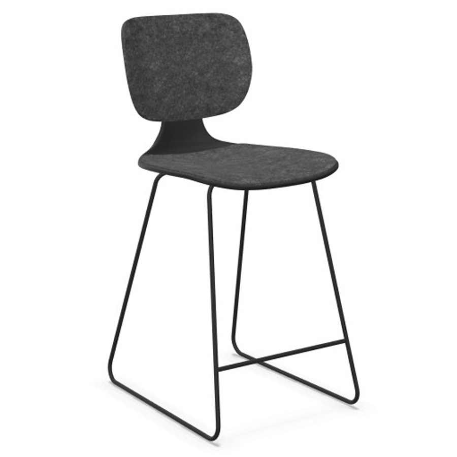 Klöber CoMeet steel (com55h) - Sitzhöhe 61 cm - Kunststoffschale schwarz - Filzrücken und Filz dunkelgrau auf Sitz