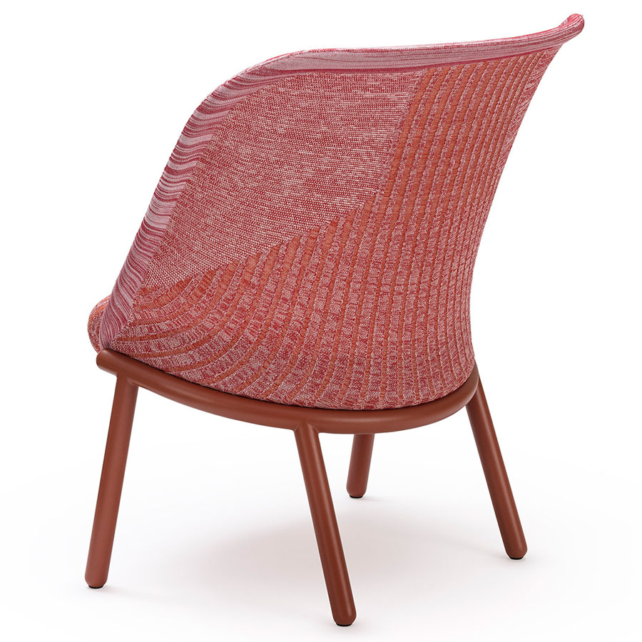 Haworth Cardigan Lounge | Strick rot | Gestell rostrot | Rückseite schräg