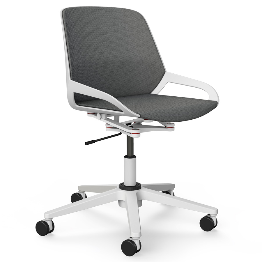 Aeris Numo Task weiß - Fußkreuz mit Rollen - Sitz- u. Rückenpolster Cura grau