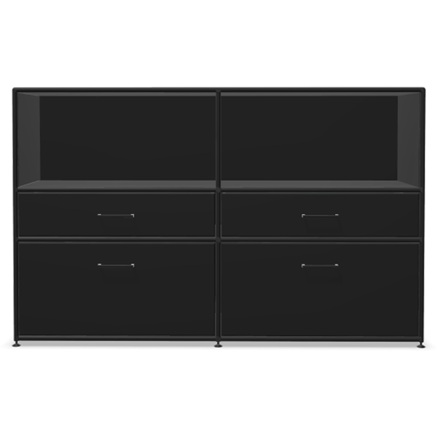 Bosse Modul Space Highboard - unten 4 Schubladen - oben 2 offene Regalfächer - schwarz