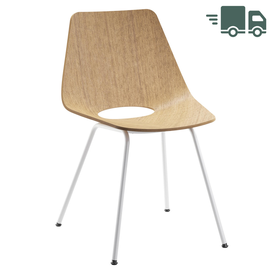 THONET S 661 Stahlrohrstuhl Edelholz Eiche - Gestell weiß