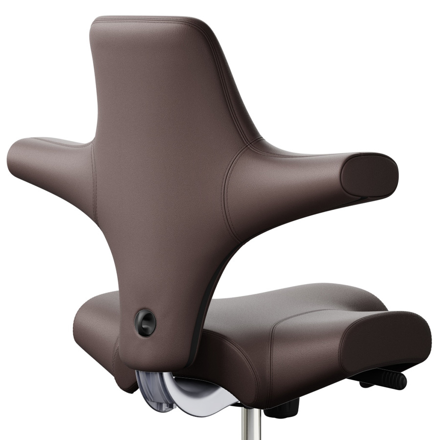 HAG CAPISCO 8106 Lederbezug braun Sattelsitz Gestell silber - Detail Rücken