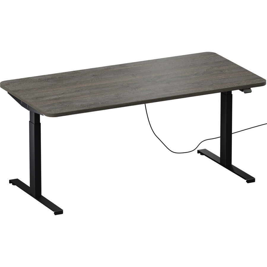 Schreibtisch NewWORK elektrisch höhenverstellbar - Gestell schwarz - Platte Mooreiche