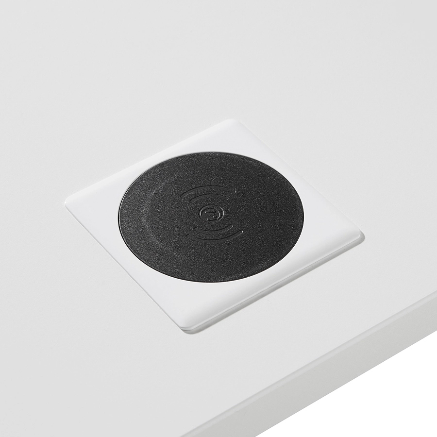 fm FOURACTION Schreibtisch | Platte weiß | Wireless Charger | Graphitschwarz