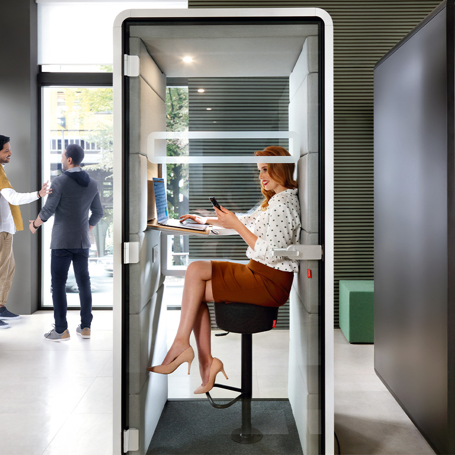 Hushphone Telefonbox Telefoncube Akustikbox Telefonzelle in Wool Pelican