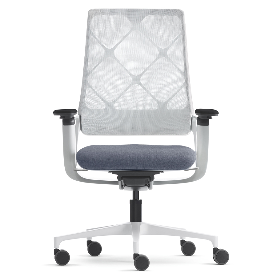 Klöber CONNEX2 (cnx88) Drehstuhl Netzrücken weiß-grau - Bezug grau - Front