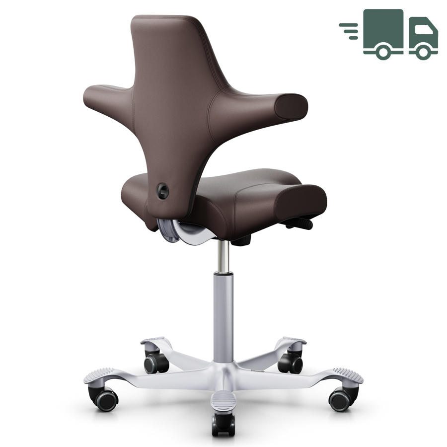 HAG CAPISCO 8106 Lederbezug braun Sattelsitz Gestell silber - schnell geliefert