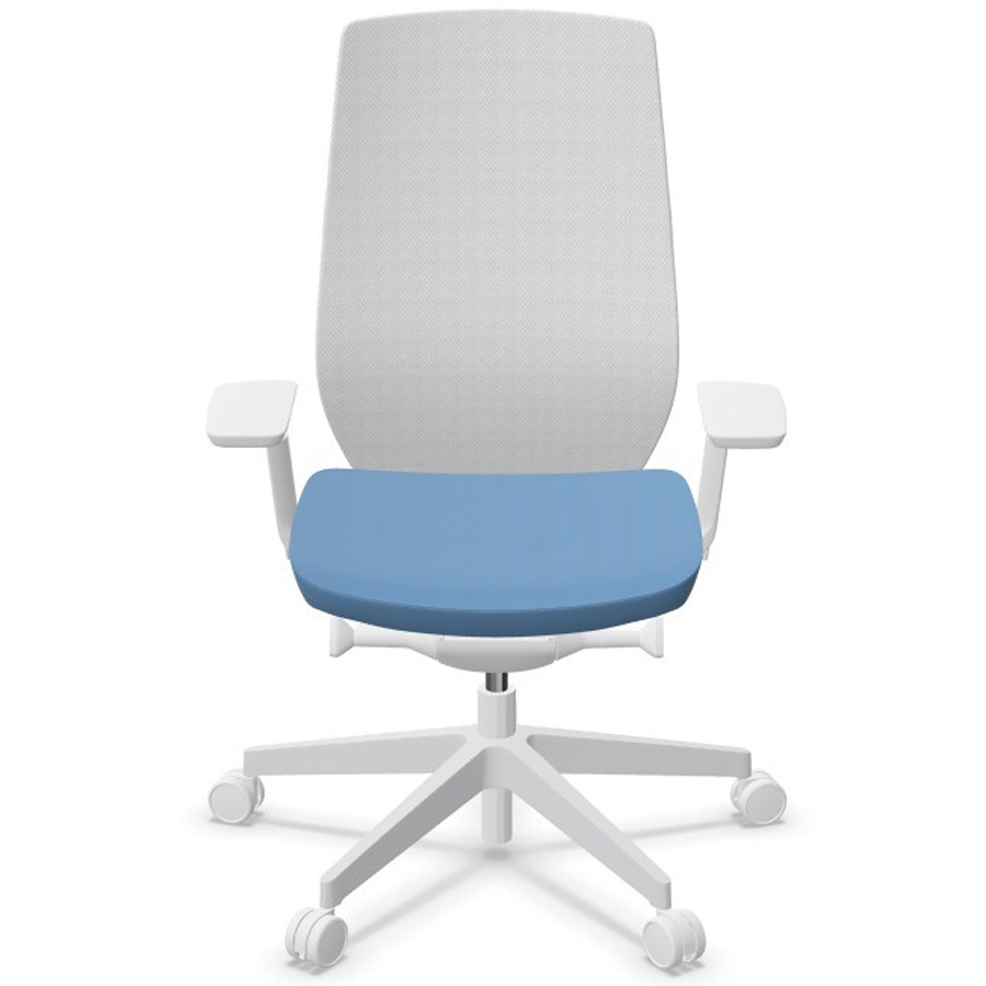 Profim AccisPro mit Netzrücken weiß und Sitzbezug EVO hellblau EV25