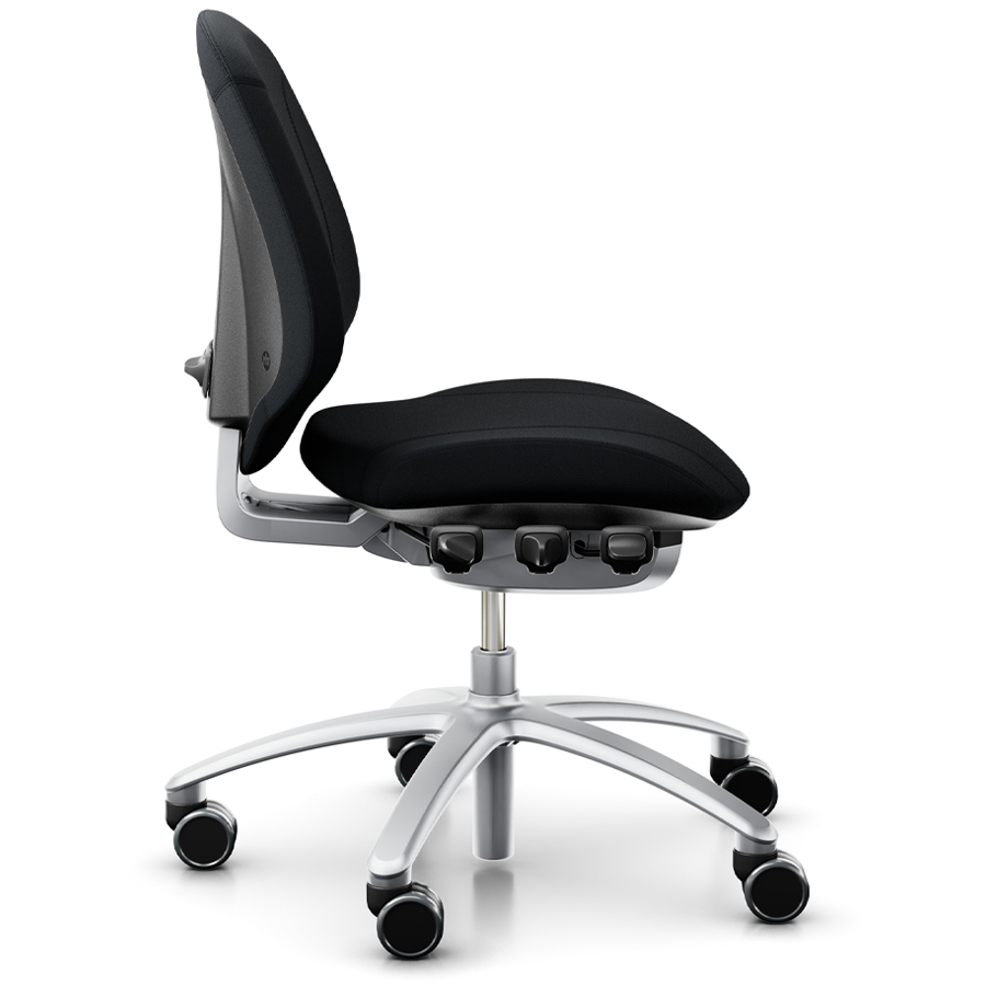 RH Mereo 200 silver mit halbhoher Rückenlehne - Gestell silber - Select schwarz - Seitenansicht