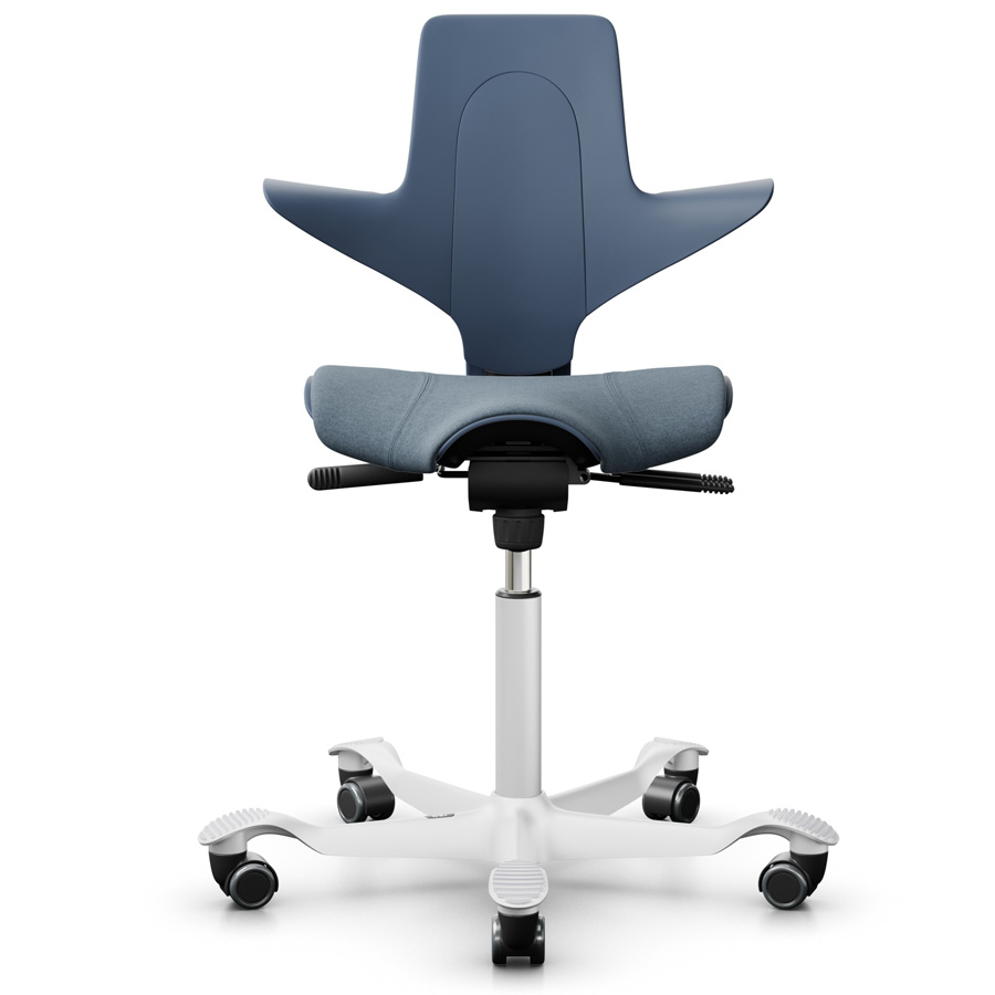 HAG Capisco Puls 8020 Blueberry mit Bezug Focus Melange Filzstoff blau Gestell weiß