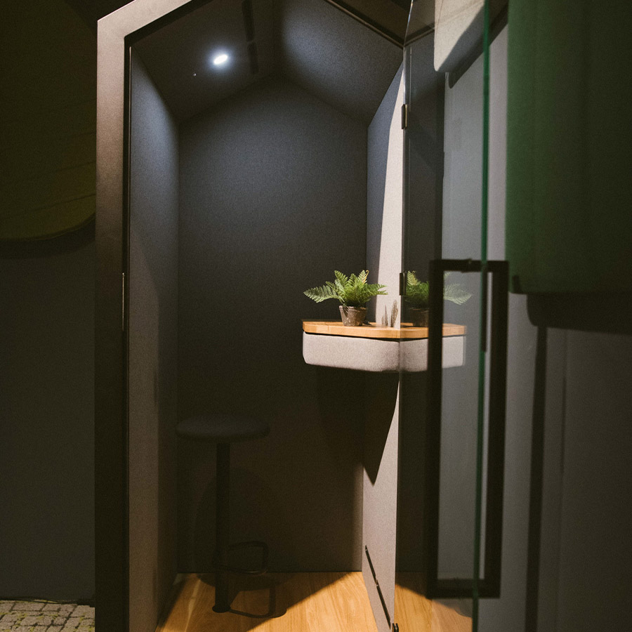 Bejot Treehouse Telefonbox Akustikkabine Innen mit Fußboden in Eiche Natur