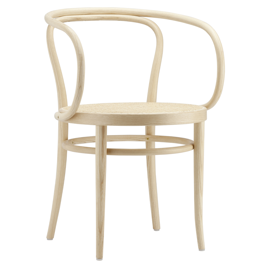 THONET 209 Bugholzarmlehnenstuhl Esche Pure Materials mit Rohrgeflecht-Sitz