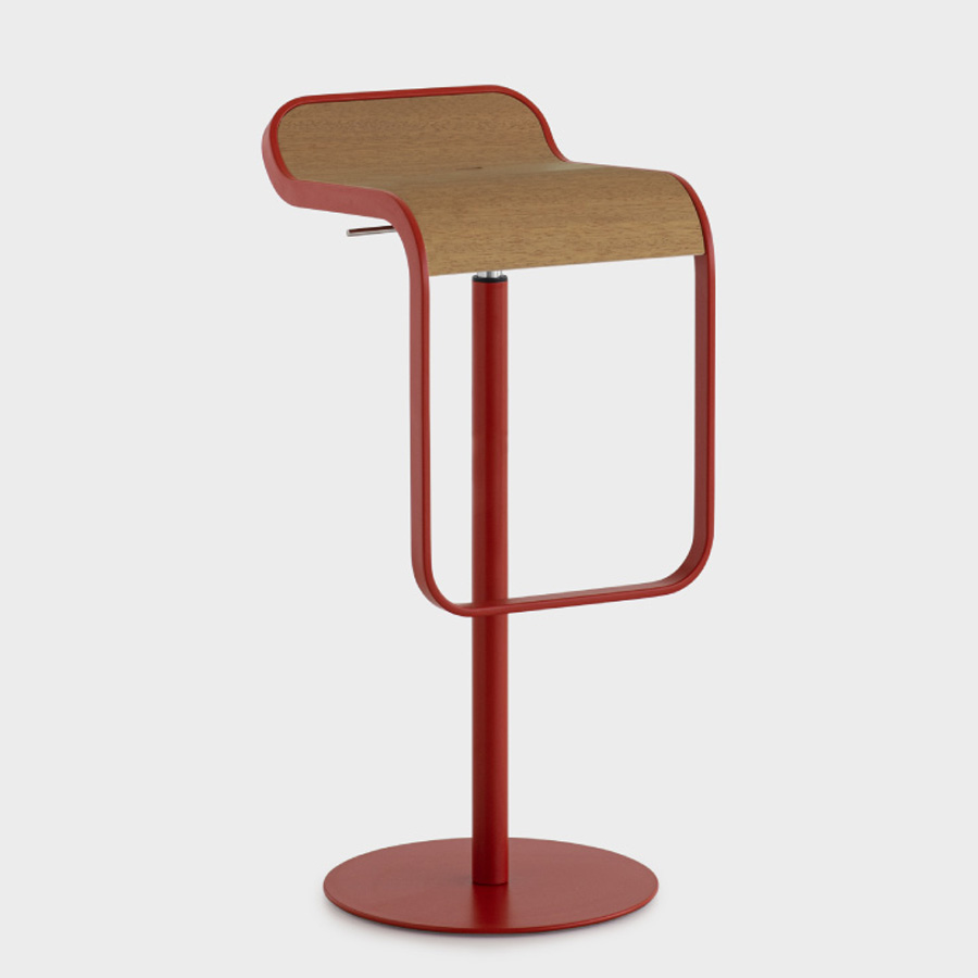 lapalma LEM ES81 Barhocker Outdoor | Rot mit Sitzfläche aus Holz