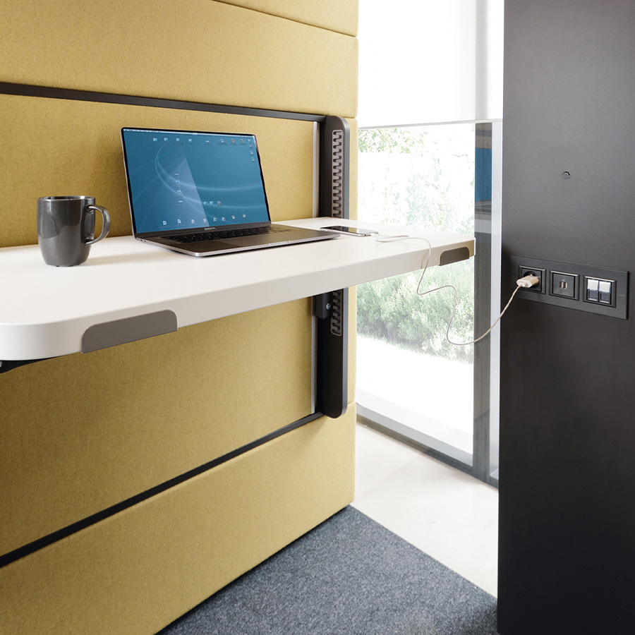 Hushoffice Hushwork.sit&stand Akustikbox konfigurierbar in Wool Mustard