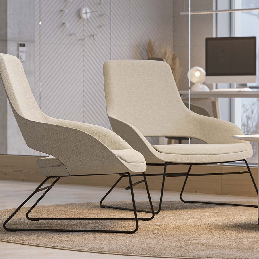 Narbutas Sandie Loungesessel mit niedriger Rückenlehne, Kufengestell in Schwarz