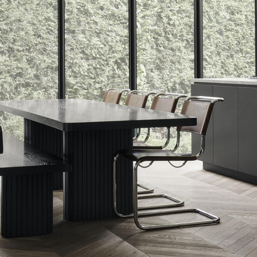 THONET Stahlrohr-Freischwinger S 33 Sitz und Rücken Kernleder schokobraun  - Gestell chrom