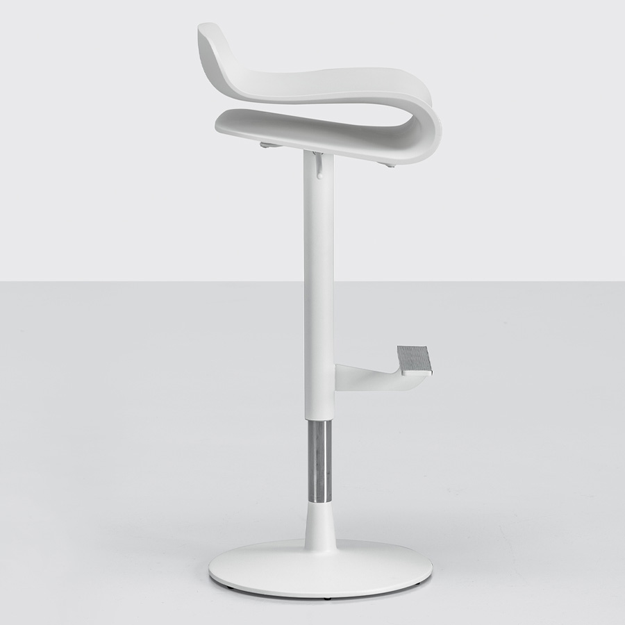 Kristalia BCN Barhocker höhenverstellbar Gestell weiß lackiert - Seitenansicht