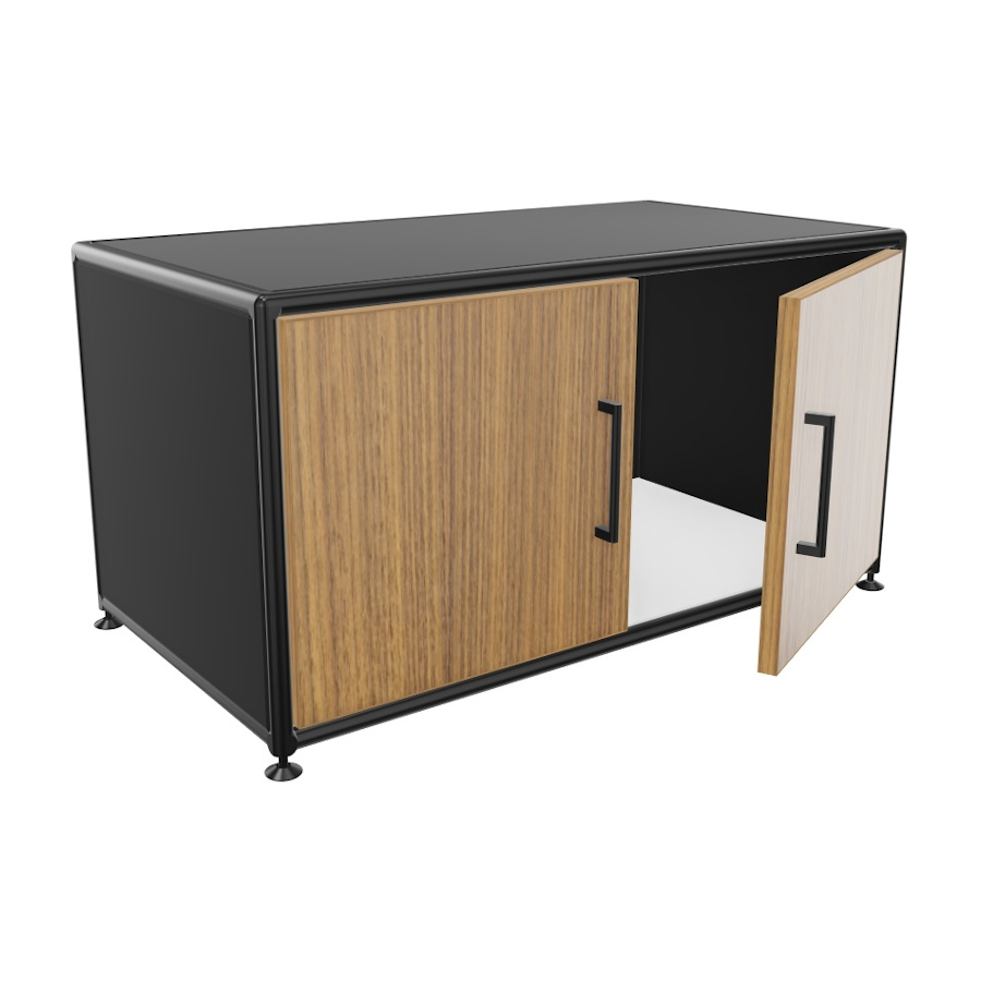 Bosse Lowboard 1 OH Black Edition Furnier Breite 80 cm mit Türen offen