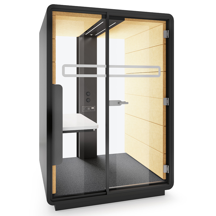 Hushoffice Hushwork.sit&stand Akustikbox konfigurierbar in Wool Mustard