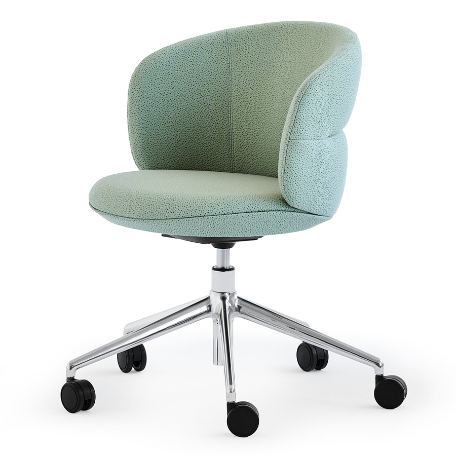 Noti Ekori Drehgestell 5-Arm Alu poliert mit Rollen und Höhenverstellung, Stoff Sprinkles 0924