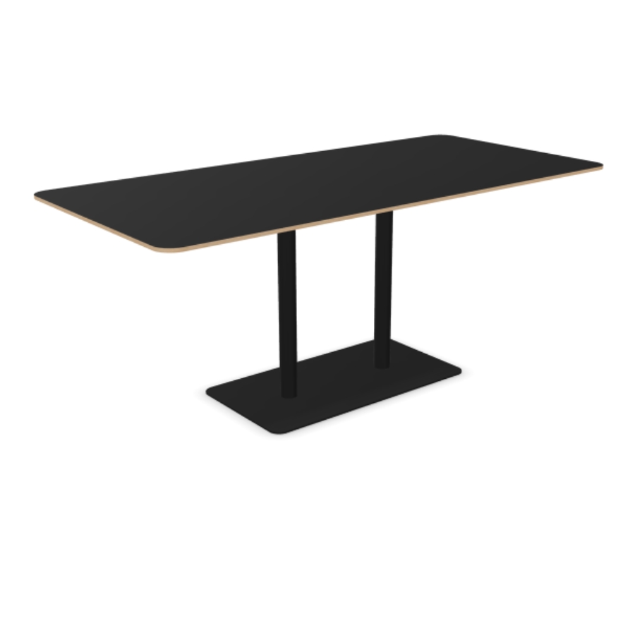 Profim Tisch T180 - Platte LW02 schwarz - Gestell RAL 9005 schwarz