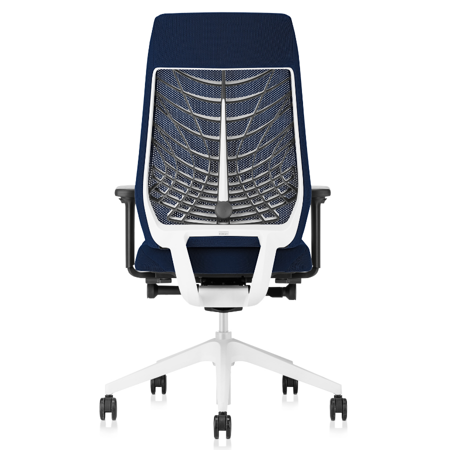 Interstuhl JOYCEis3 JC217 Bürostuhl mit Netzrücken hoch Farbe kobaltblau - Rückansicht