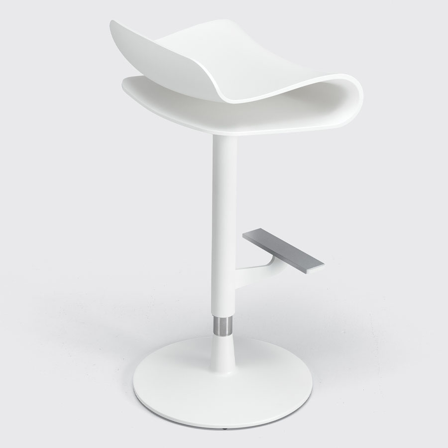 Kristalia BCN Barhocker höhenverstellbar Gestell weiß lackiert
