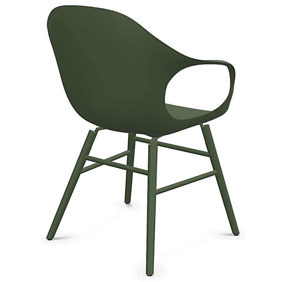 Kristalia ELEPHANT Stuhl mit Holzgestell olivgrün Sitzschale olivgrün - Rückansicht