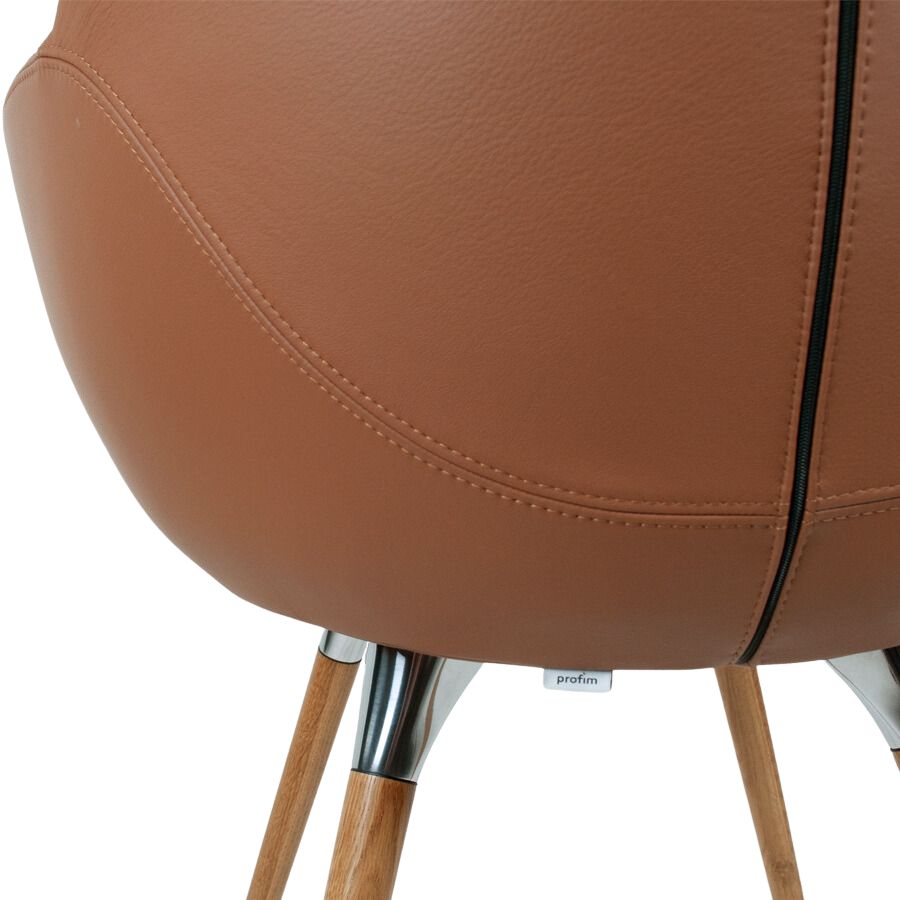 Profim FAN 10 HW mit Holzbeinen Eiche - Bezug Premiumleder cognacbraun - Detail Rücken