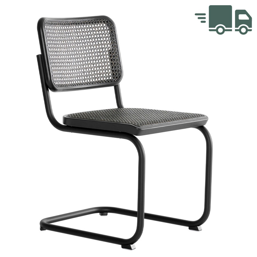 THONET S 32 V Dark Melange schwarz | Stahlrohr-Freischwinger | Gestell schwarz