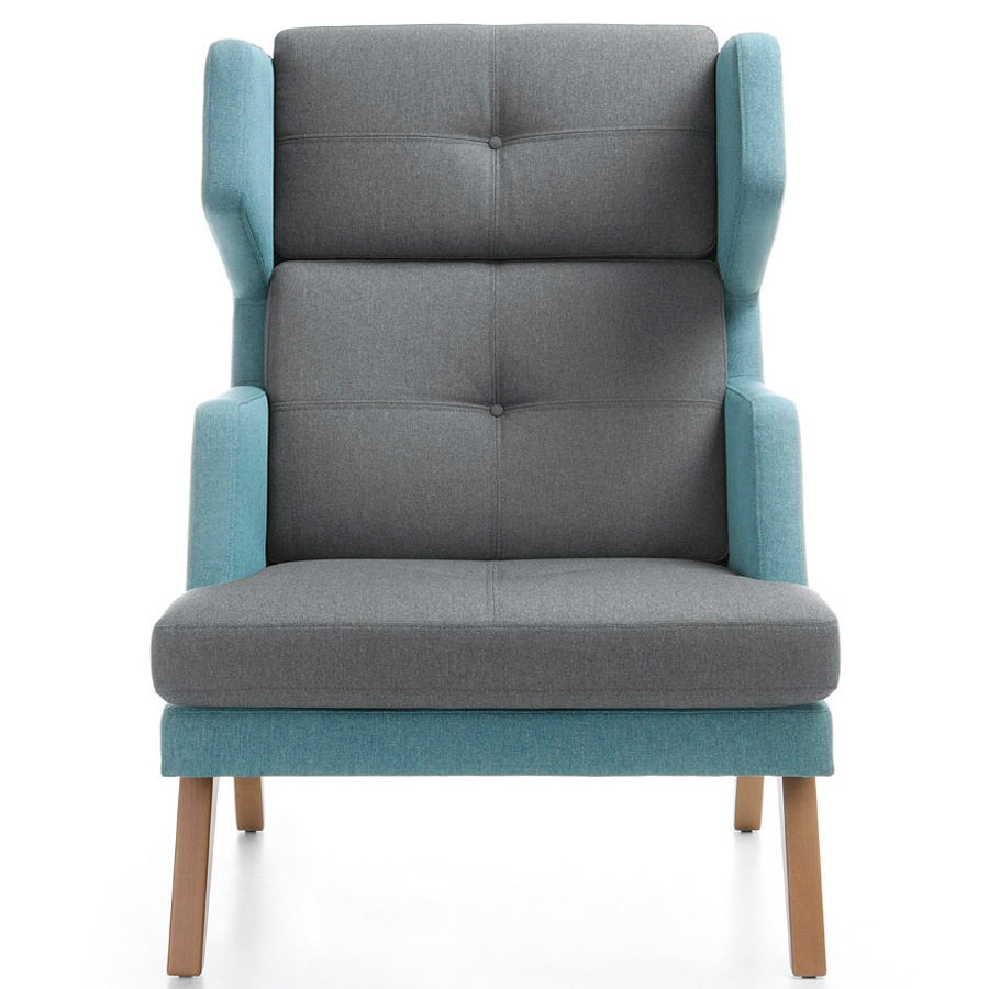 Profim October Sessel hohe Rückenlehne - Stoff Medley 67006 und 60003 - Gestell Holz Buche - Front