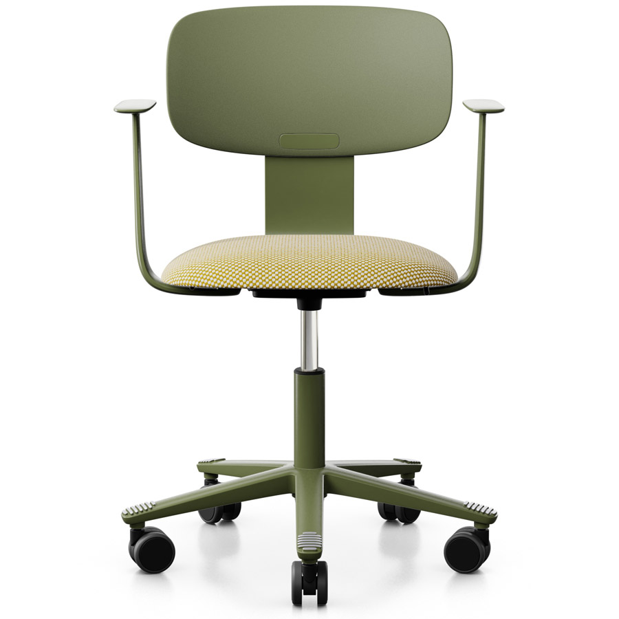 HAG Tion 2140 Bürostuhl mit Armlehnen Moss Grey - Sitz Stoff Sisu 405 - Rückenschale Kunststoff - Frontansicht