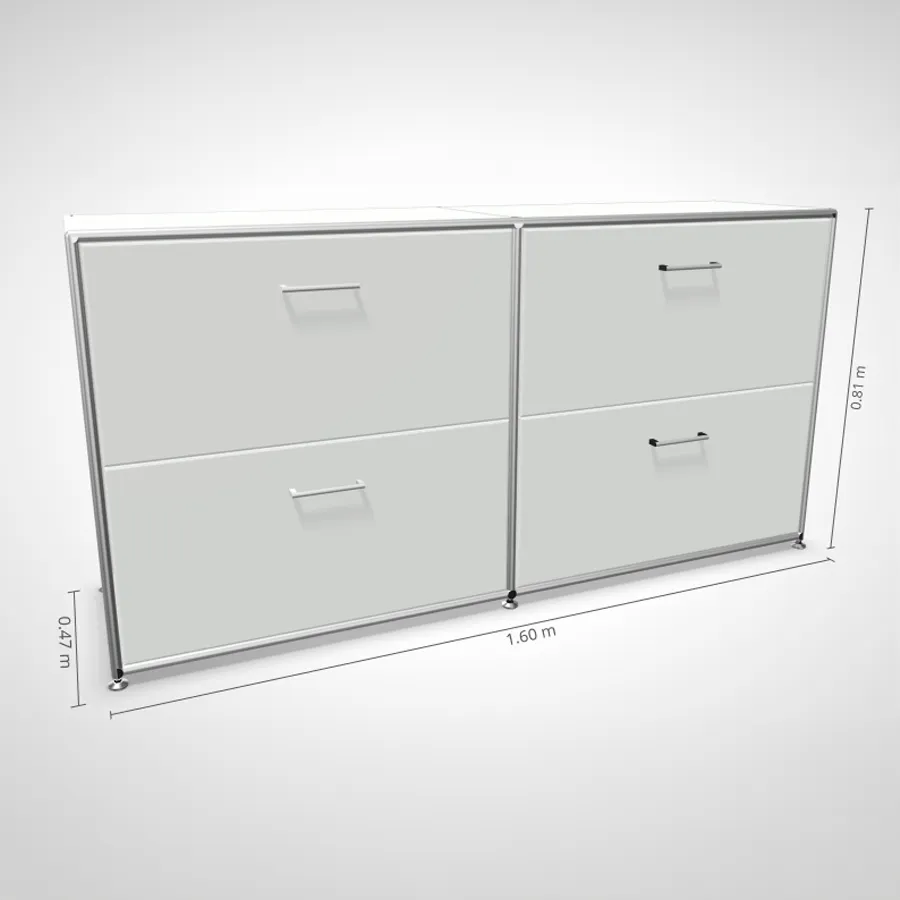 Bosse Solutions Sideboard weiß mit 4 Schubladen - Abmessungen