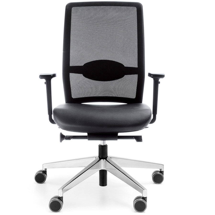 Profim Veris Net Netzrücken schwarz - Sitzbezug Next NX-16 schwarz - Alufußkreuz poliert - Front