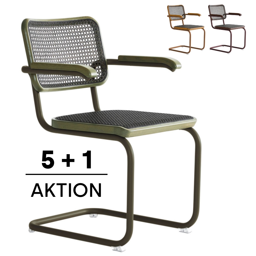 AKTION 5 + 1: THONET S 64 V | Dark Melange Edition Herkner Konfigurator | Stahlrohr-Freischwinger