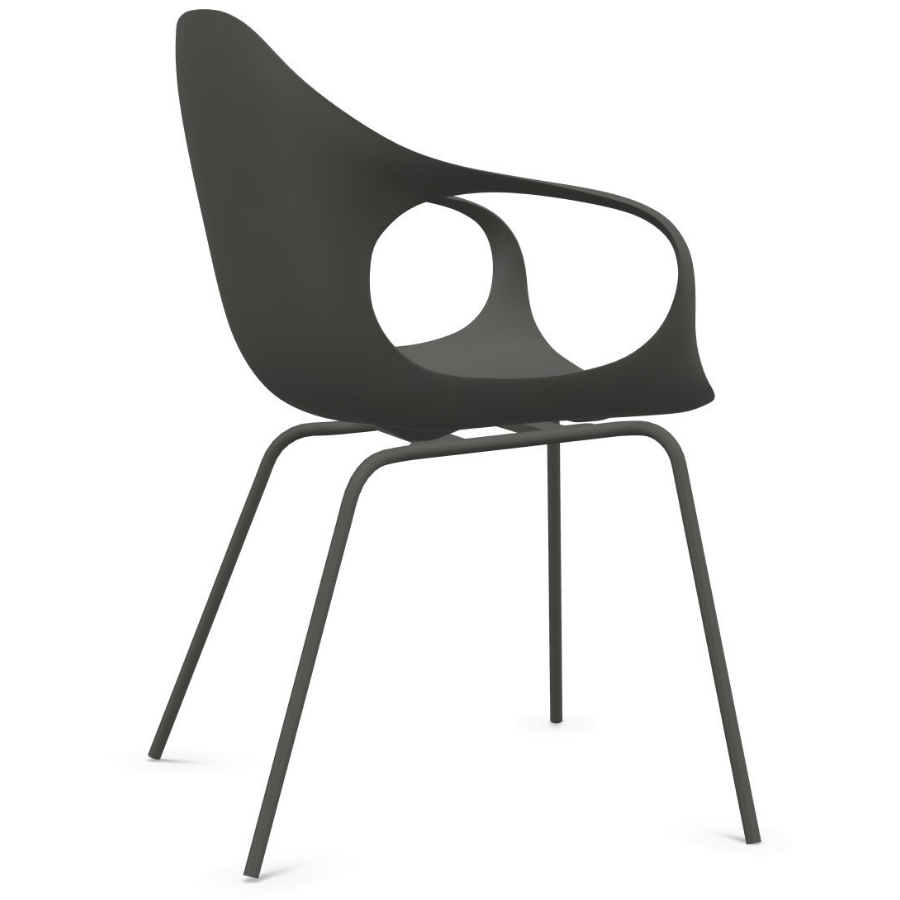 Kristalia ELEPHANT Stuhl mit Vierfußgestell Farbe grau - Seitenansicht