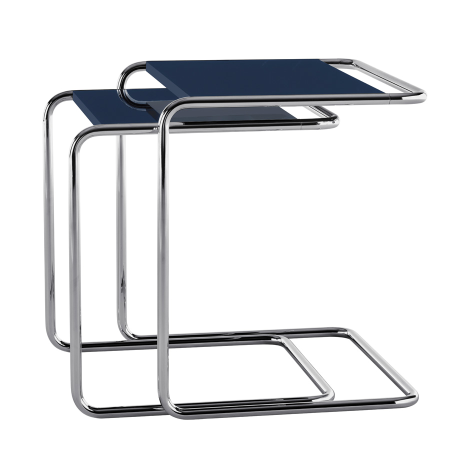 JS. THONET Beistell- und Satztisch SET B 97 Serious 04 | Tischplatte graphite blue | Gestell Titan
