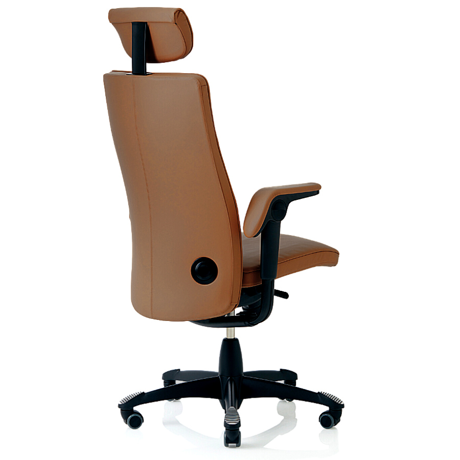 HAG Tribute 9031 Chefsessel Leder hellbraun mit Kopfstütze - Rückansicht